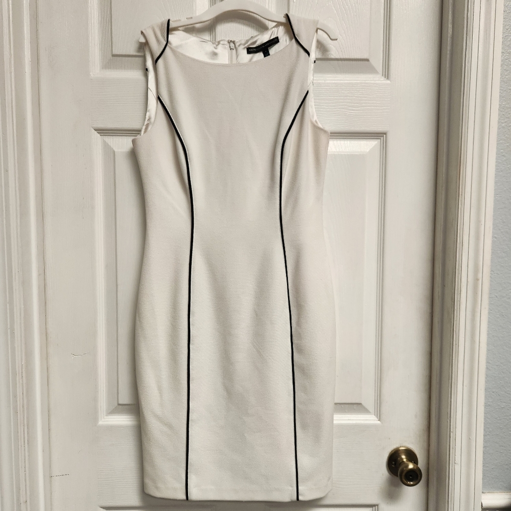 WHBM White Dress with Black Piping Accents